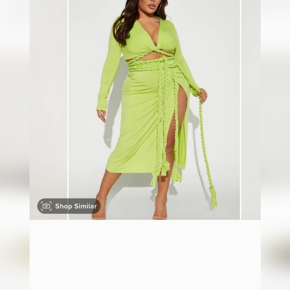 NWT, Fashion Nova skirt set in Lime, 3X - Picture 4 of 5
